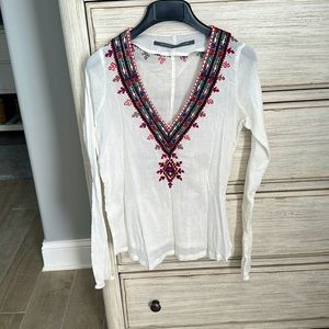 Twelfth Street by Cynthia Vincent Sheer Boho Blouse Size P fits like Small